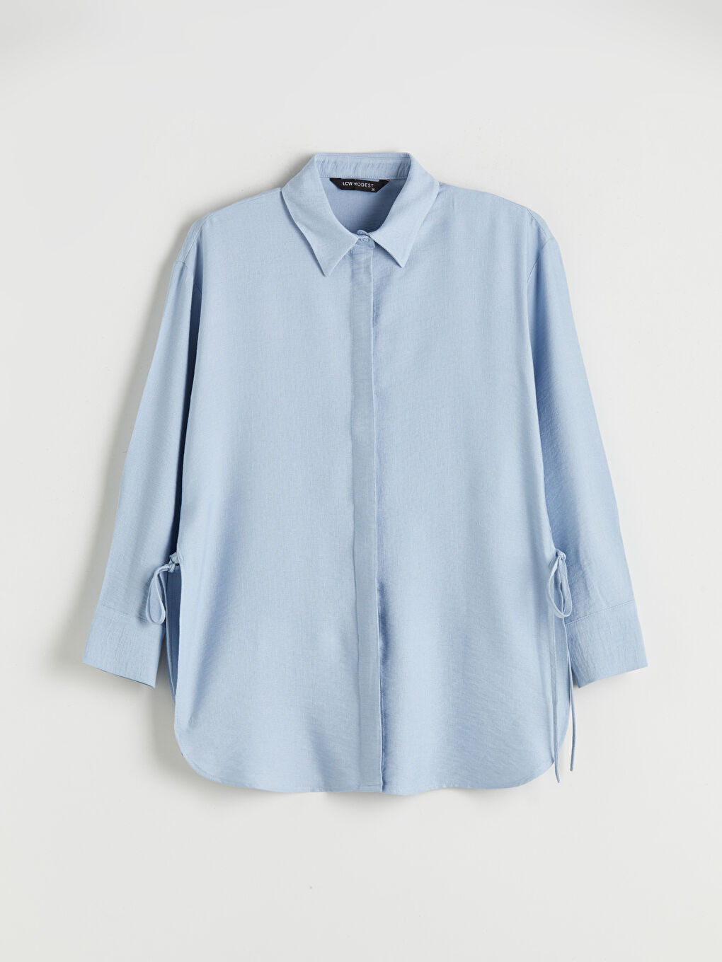 Mavi Gizli Patlı Kadın Gömlek Tunik-4