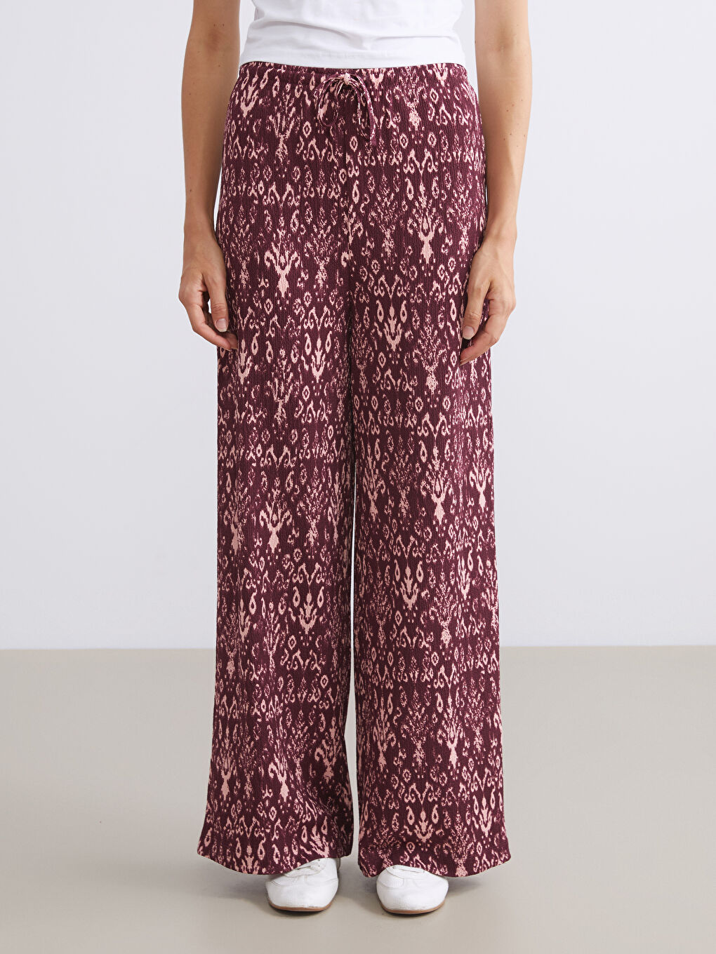 Серпімді белдік өрнекті әйелдерге арналған шалбар-1