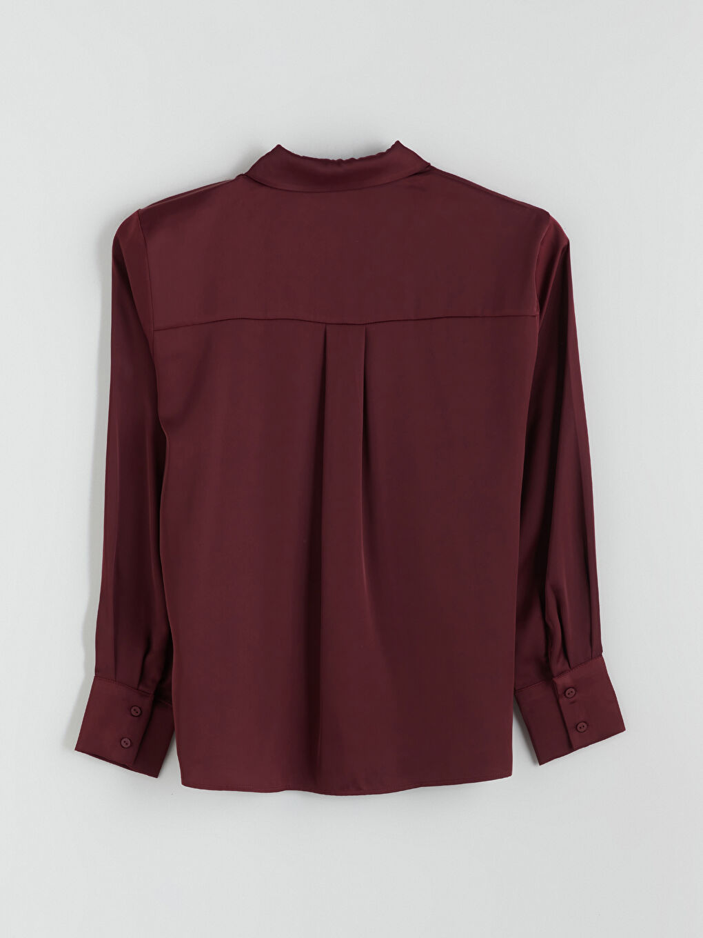 Bordo Saten Kadın Gömlek-5