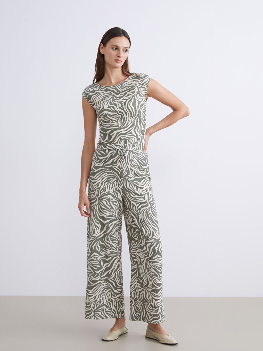 Elasticated Waist Patterned Women's Trousers