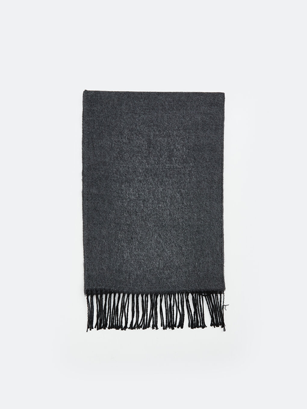 Gri Püskül Detaylı Düz Erkek Atkı-1