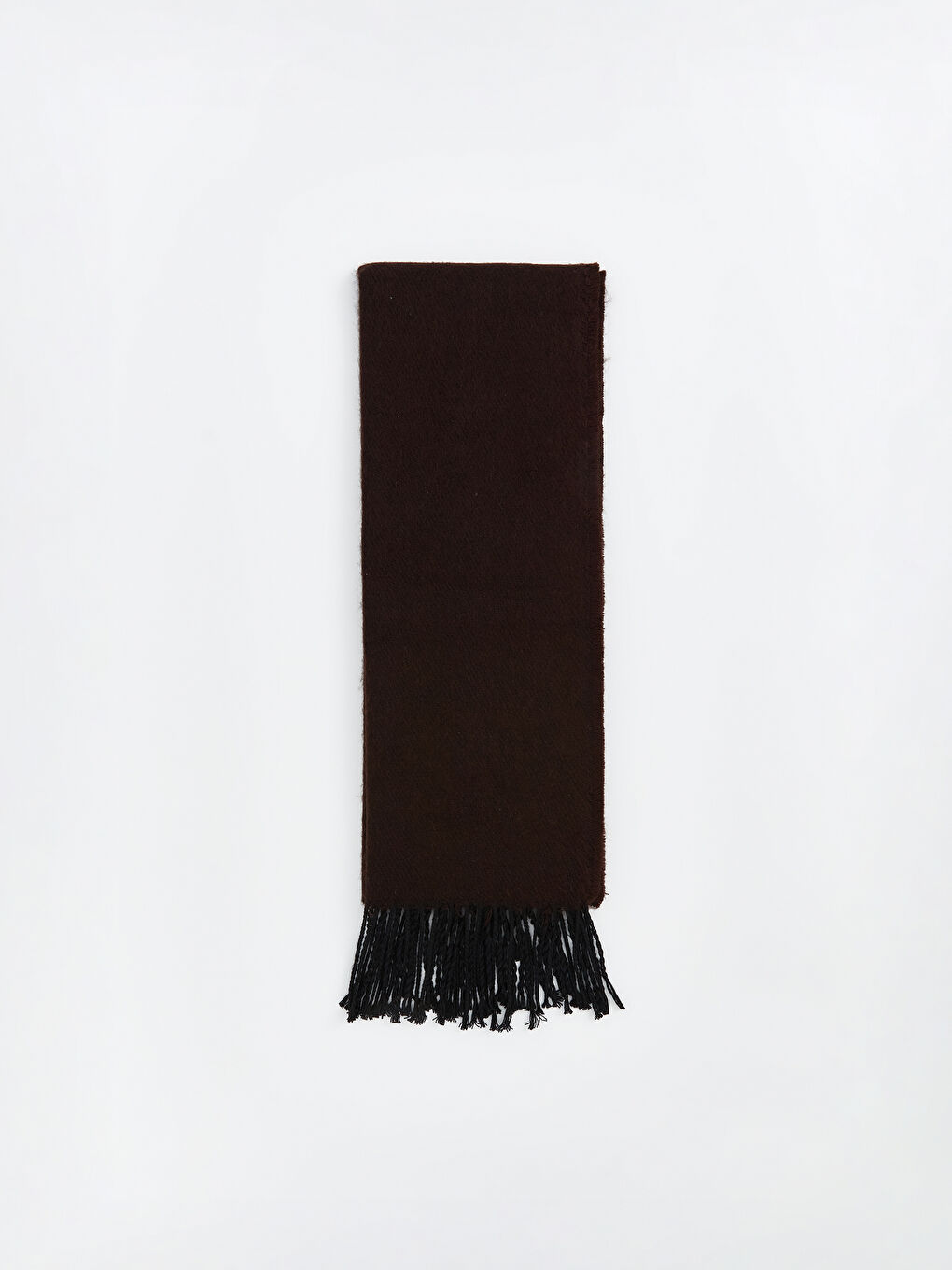 Kahverengi Püskül Detaylı Düz Erkek Atkı-1