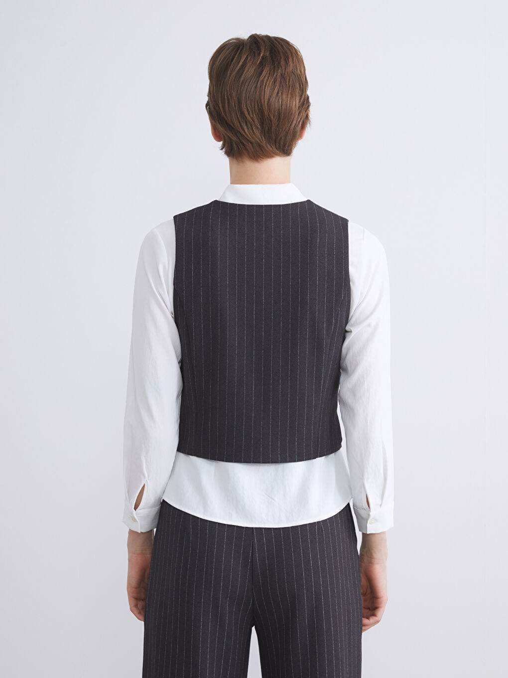 V-Neck Striped Women's Classic Waistcoat-3