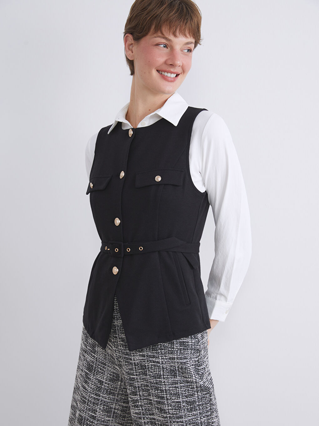 Woman BLACK Suit Waistcoat-3