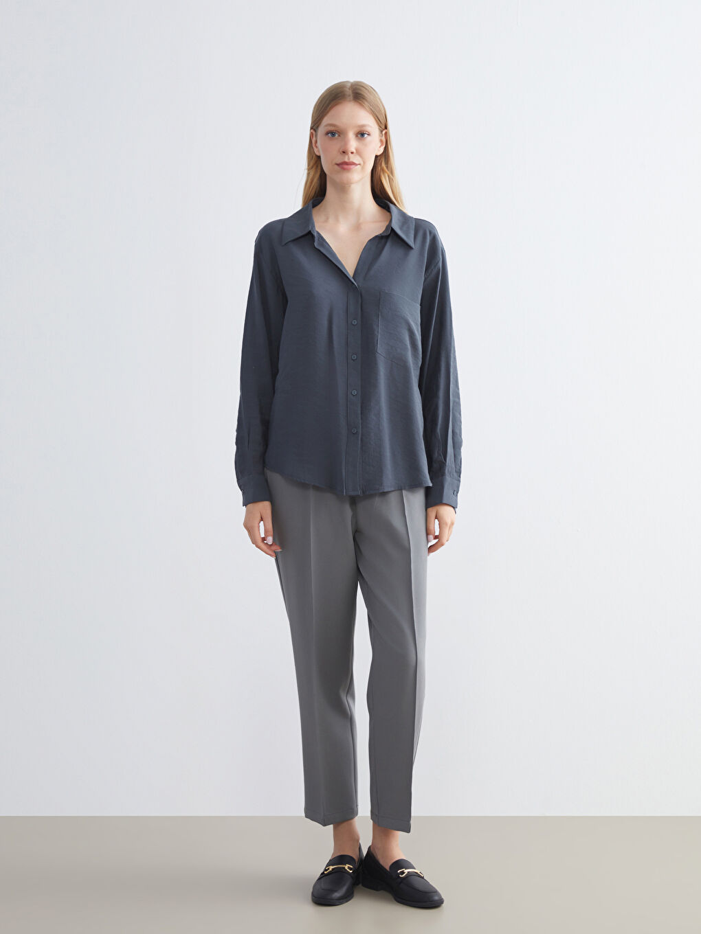 Antrasit Cepli Kadın Gömlek-1