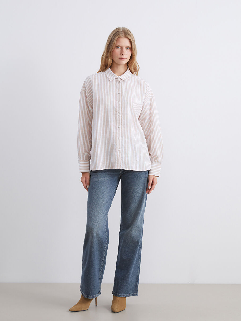 Striped Oversize Women's Shirt-1