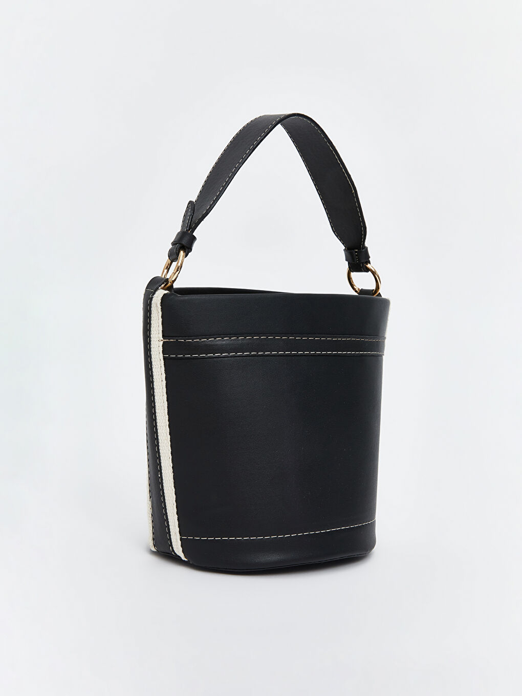 Siyah Deri Görünümlü Kadın Omuz Çantası-3