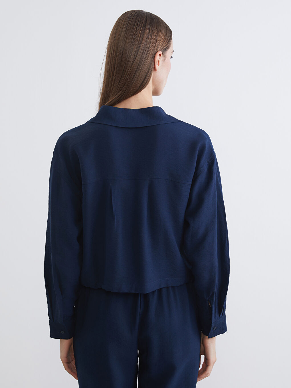 Lacivert Oversize Kadın Gömlek-3