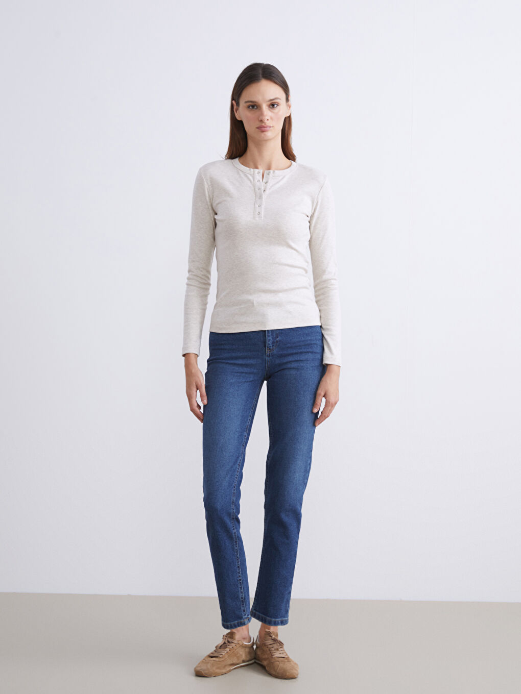 Crew Neck Ribbed Women's T-Shirt-1