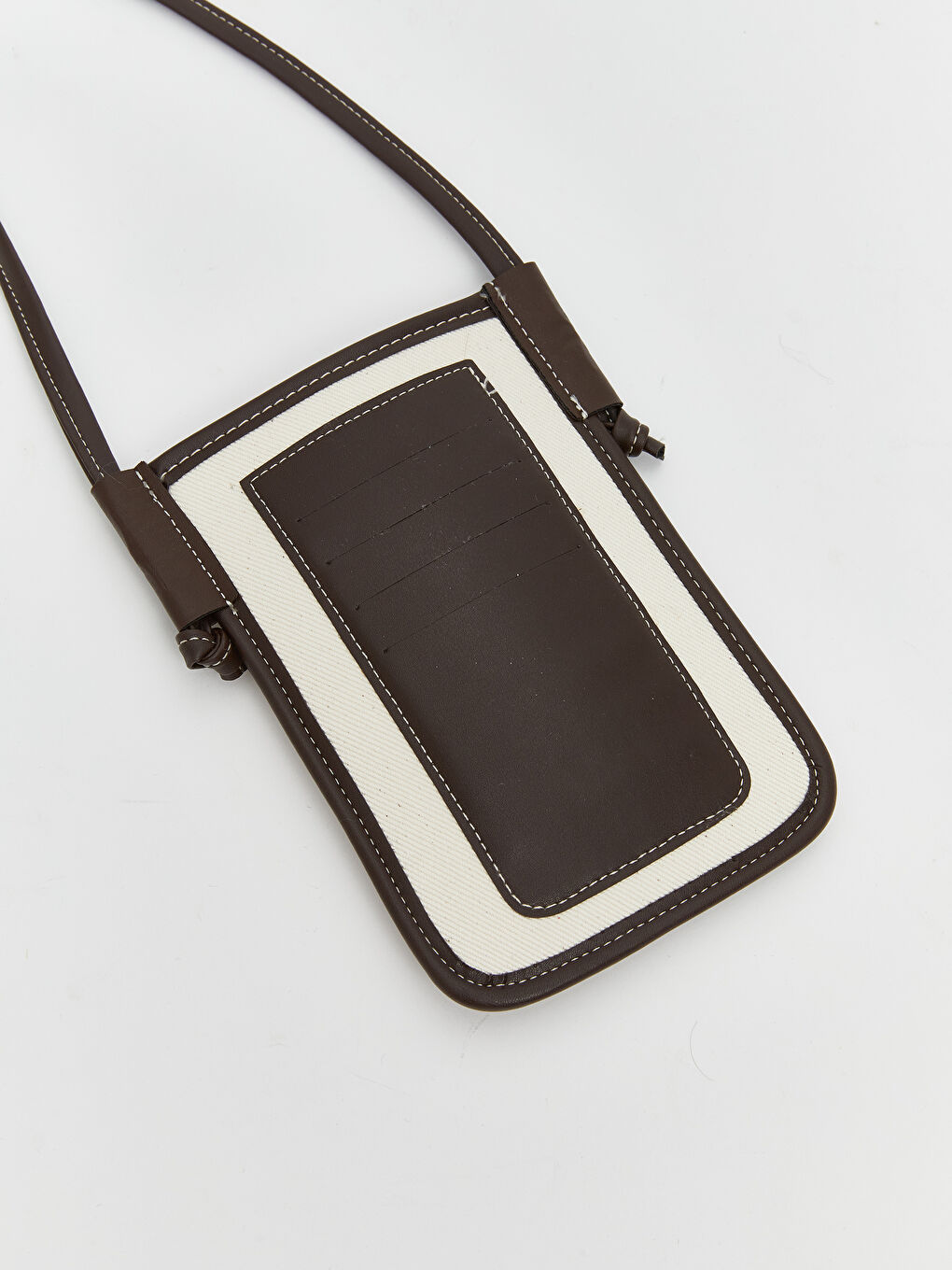 Bej Deri Askılı Kadın Telefon Çantası-1