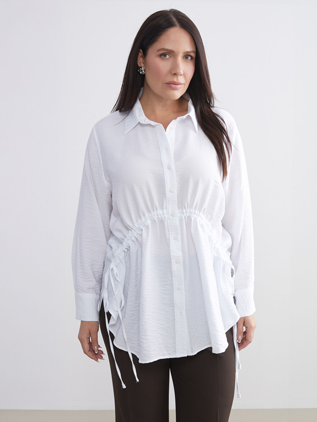 Women's Shirt Tunic with Tie Detail-1
