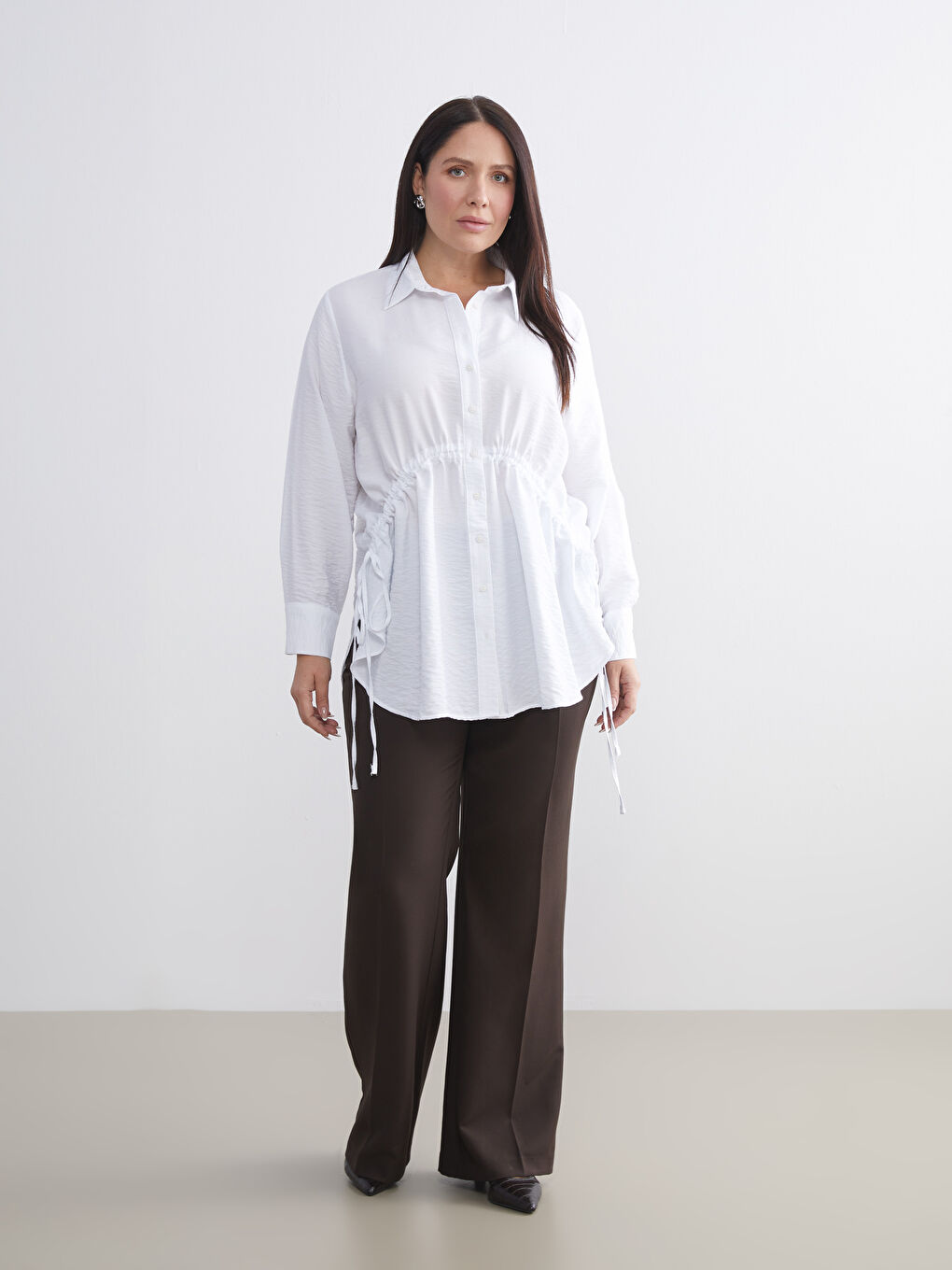 Women's Shirt Tunic with Tie Detail-5