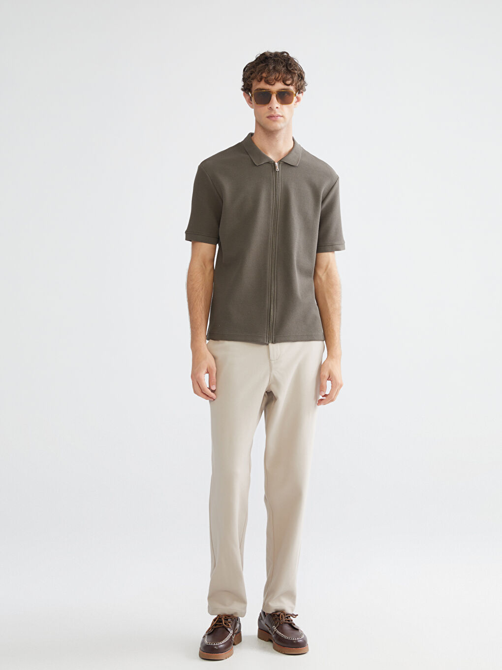 Haki Regular Fit Kısa Kollu Erkek Gömlek-2