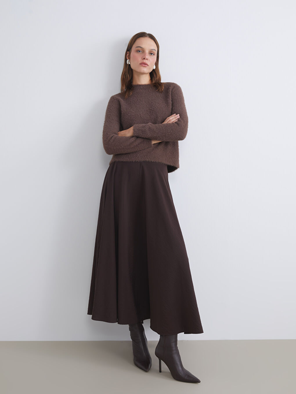 Юбка А-силуэта с молнией на талии