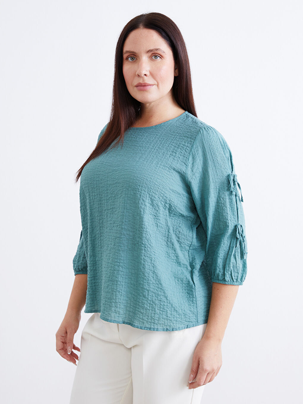 Crew Neck Textured Blouse-1
