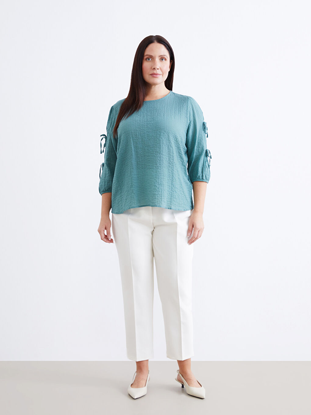 Crew Neck Textured Blouse-5