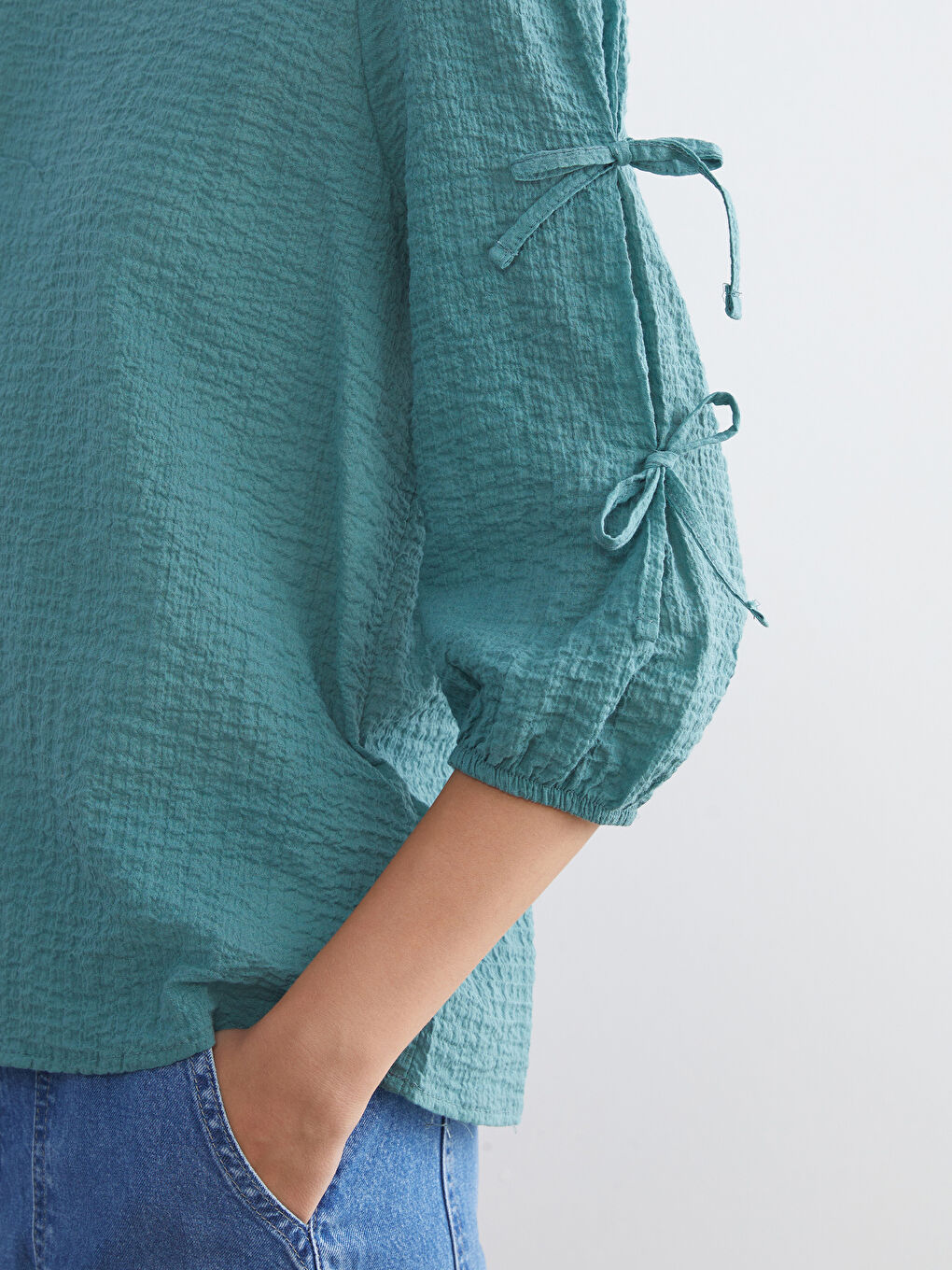 Crew Neck Textured Blouse-3