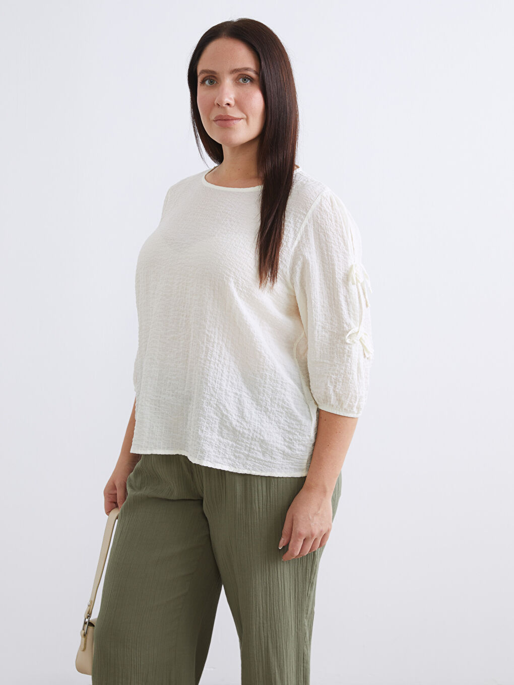 Crew Neck Textured Blouse-1