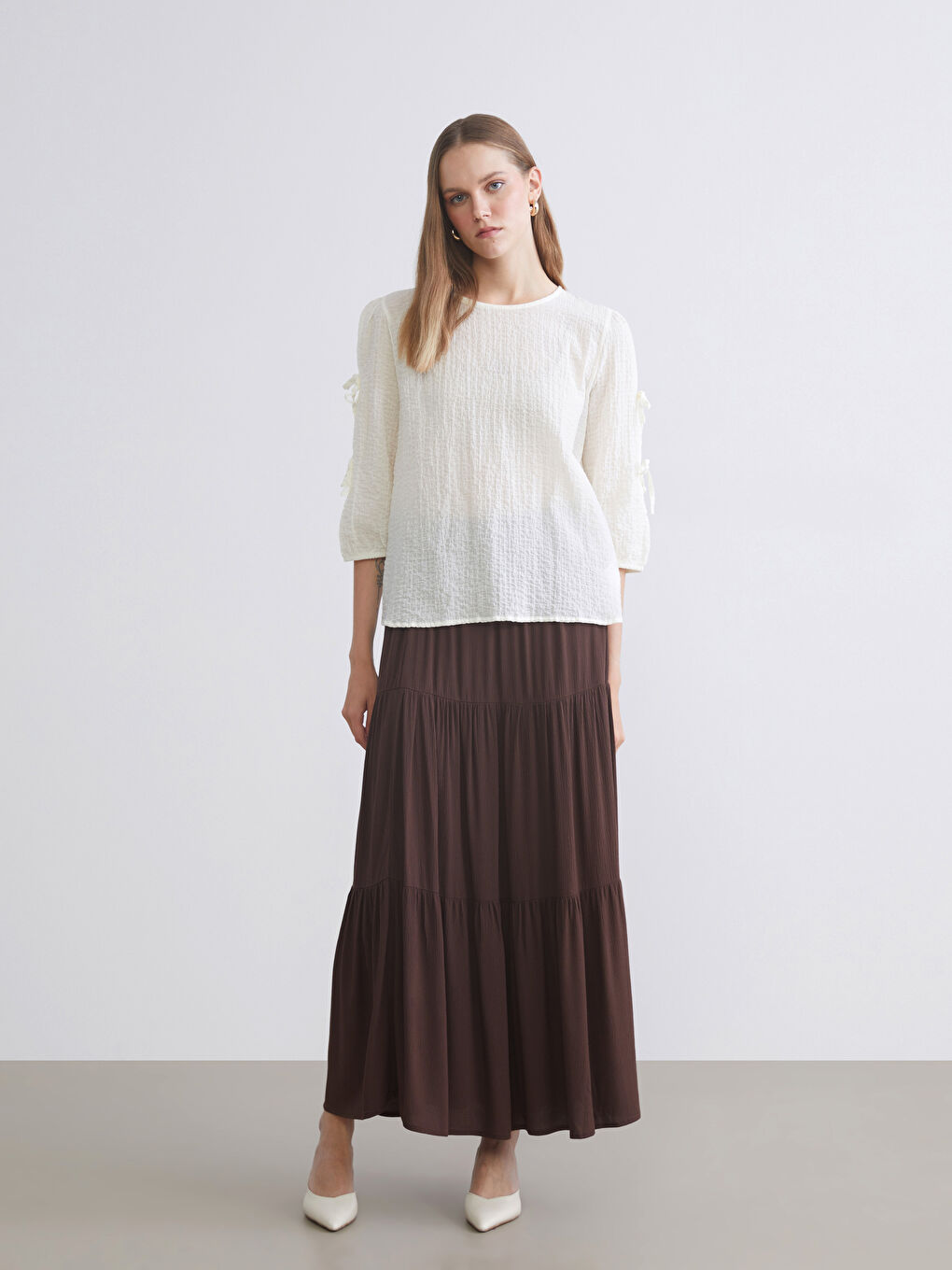 Crew Neck Textured Blouse-2