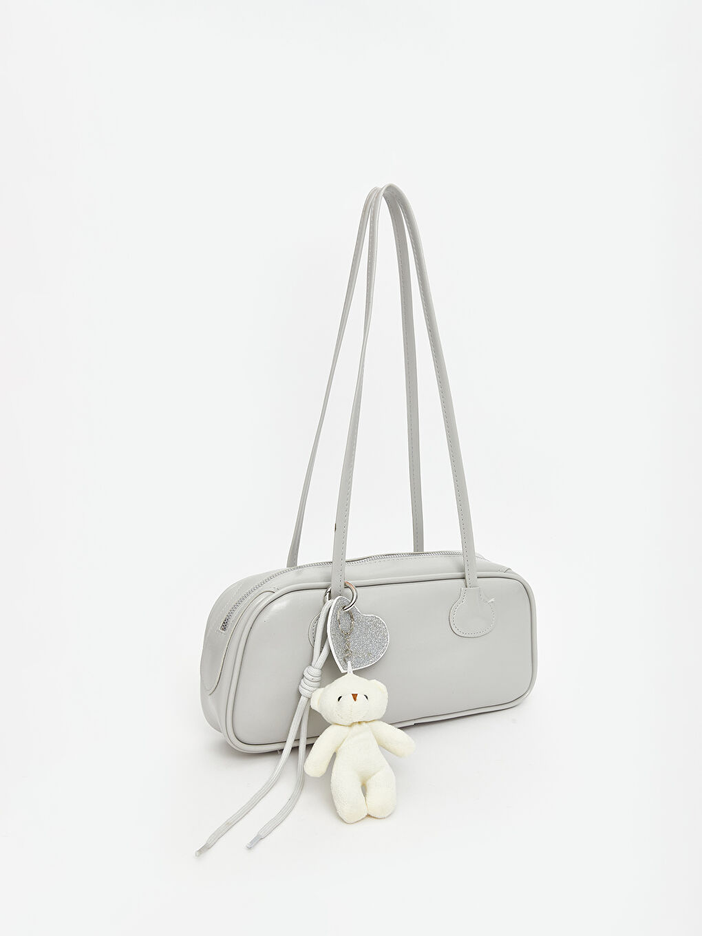 Gri Deri Görünümlü Kadın Omuz Çantası