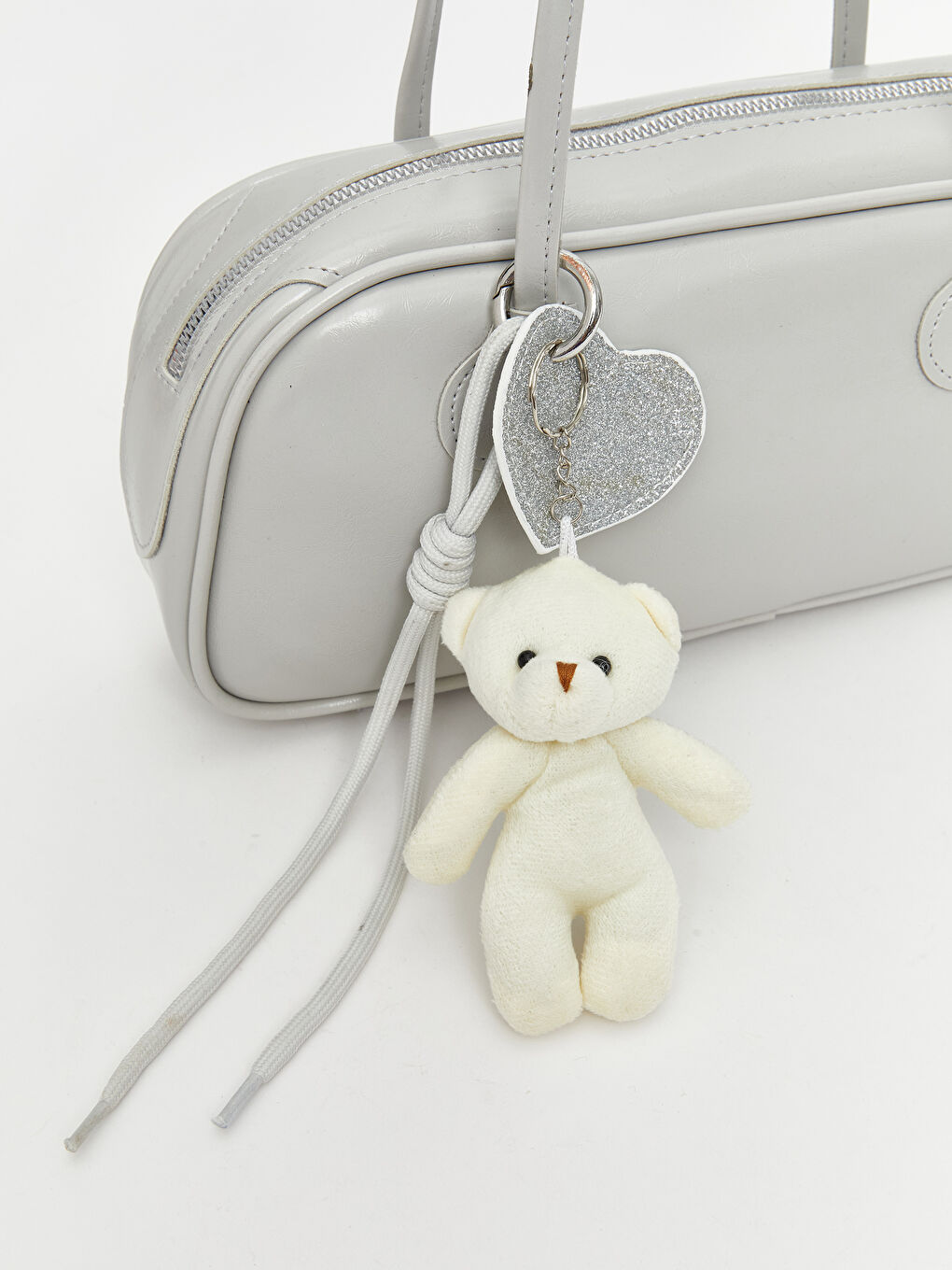 Gri Deri Görünümlü Kadın Omuz Çantası-1