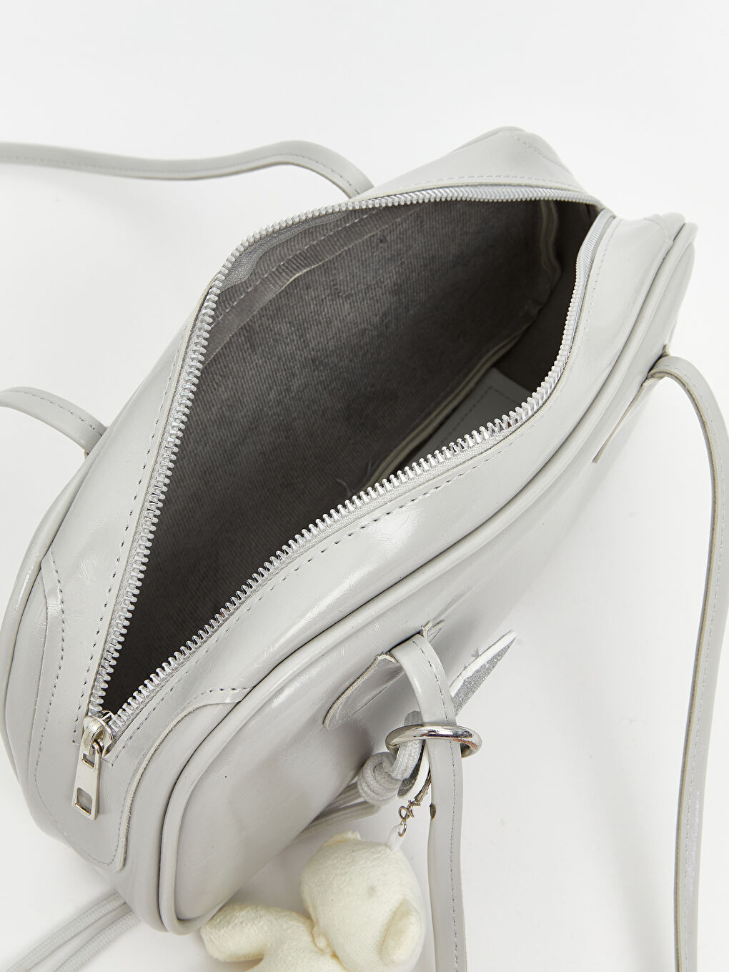 Gri Deri Görünümlü Kadın Omuz Çantası-2