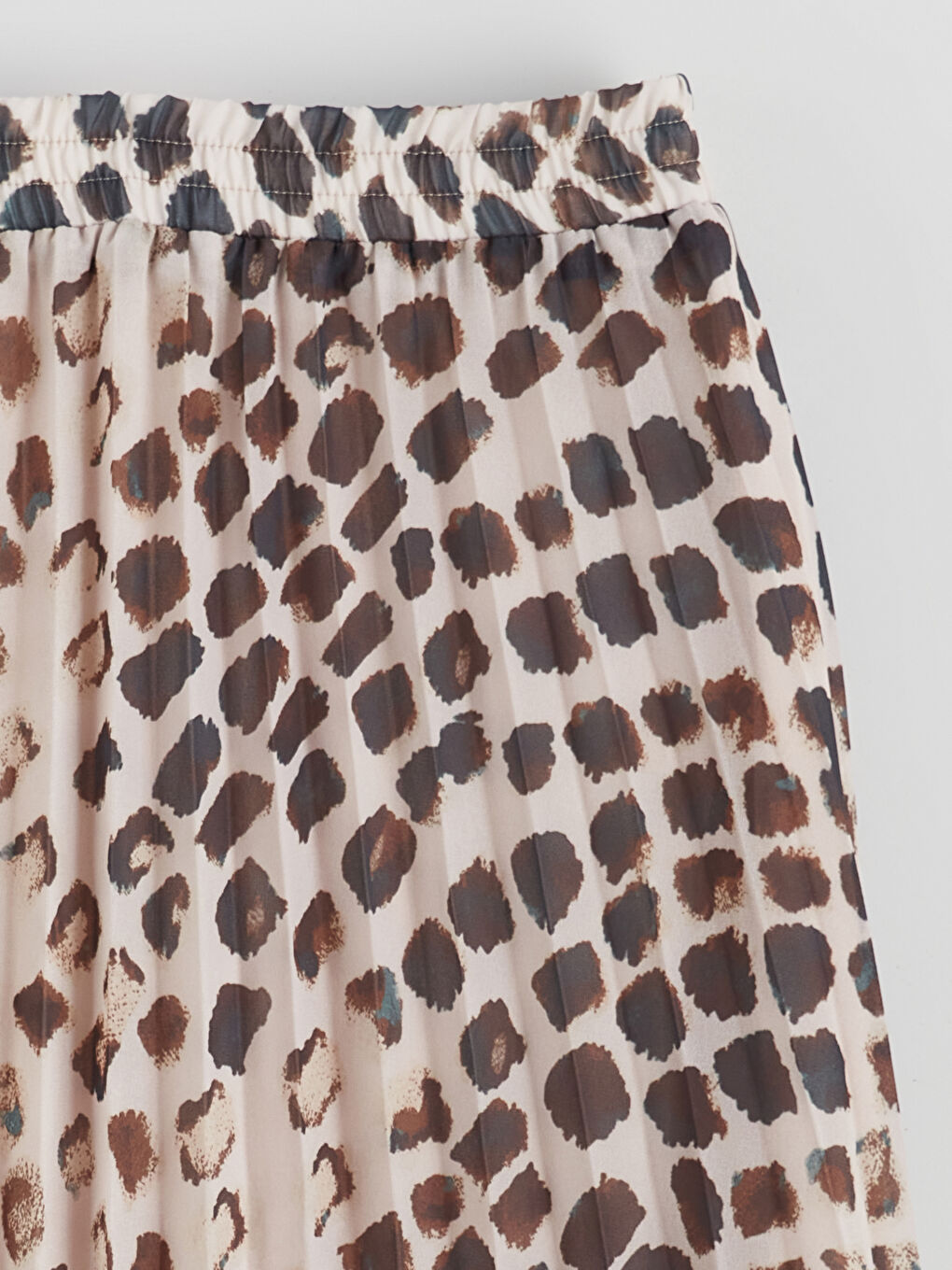 Elasticated Waist Patterned Chiffon Pleated Skirt-5