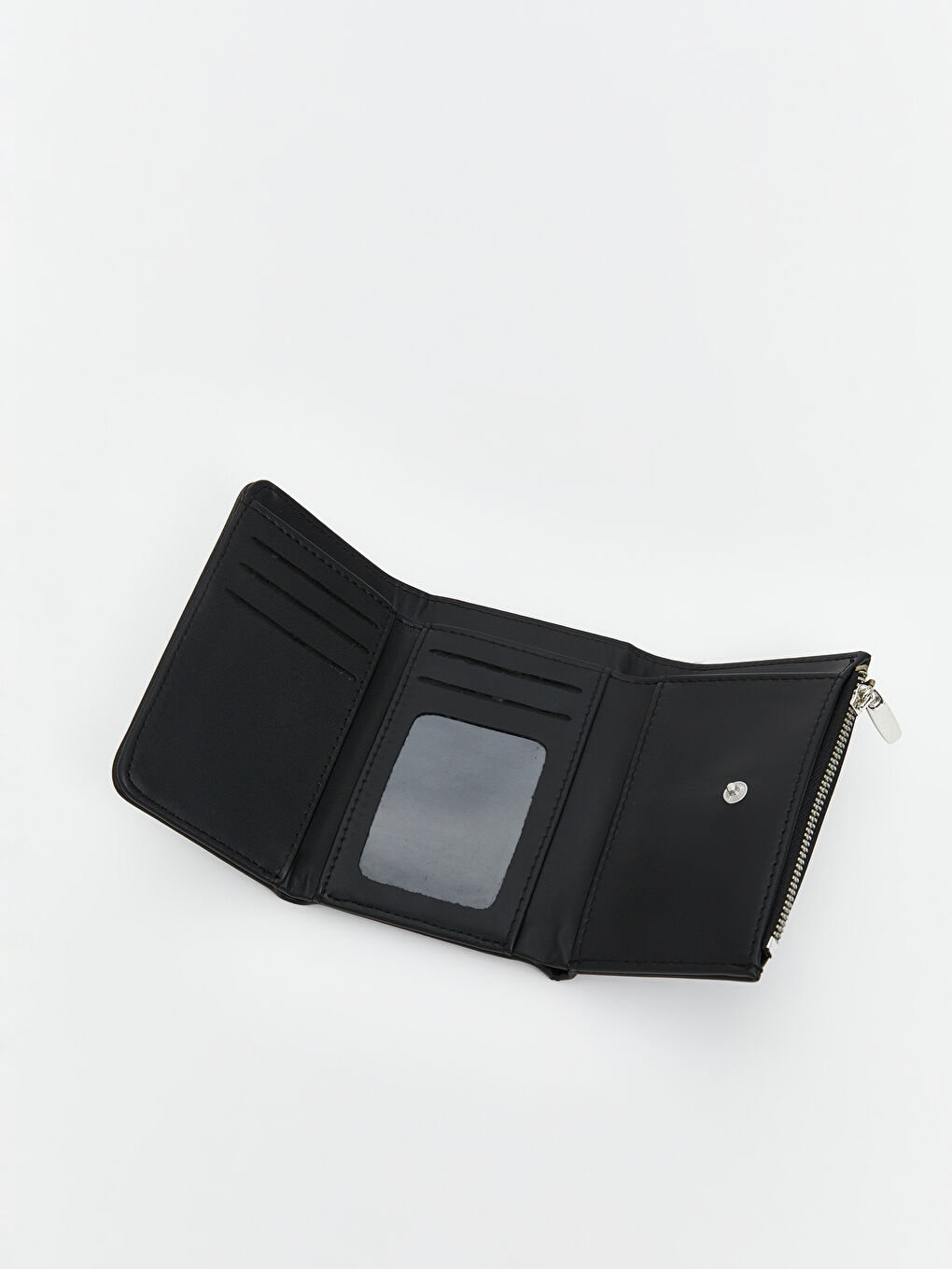 Siyah Deri Görünümlü Kadın Cüzdan-4