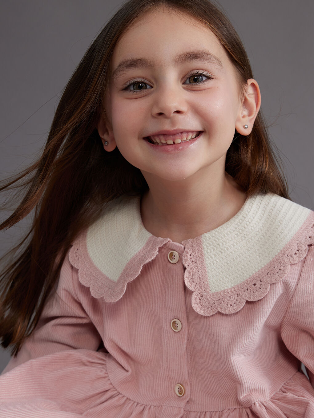 Платье из бархата с воротником Питер Пэн для девочек-1