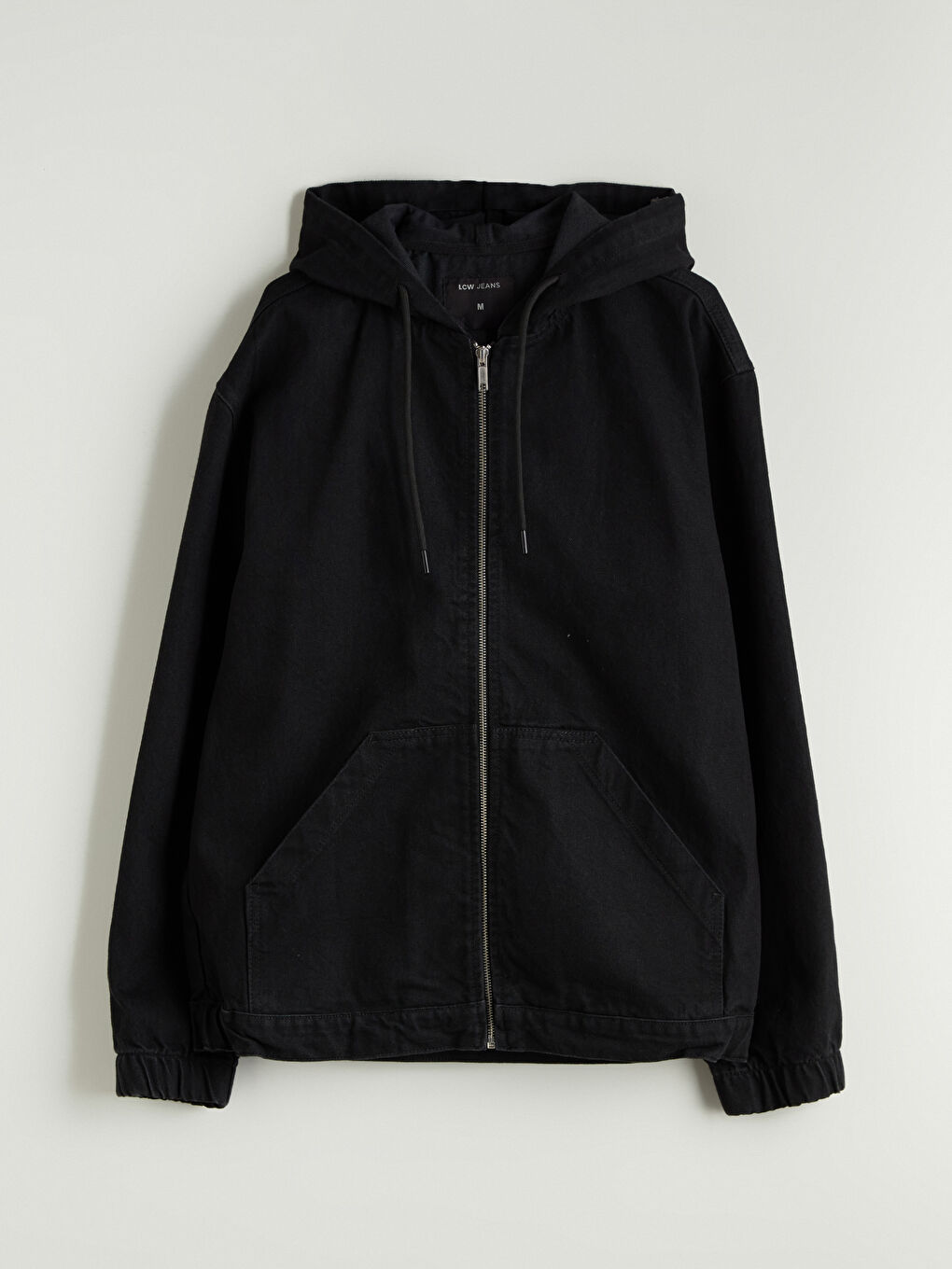 Siyah Rahat Kalıp Kapüşonlu Erkek Jean Ceket-4