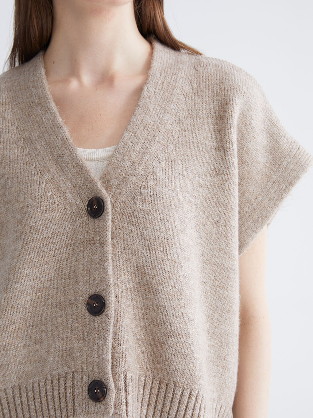 Женщины Коричневый Жилет-2