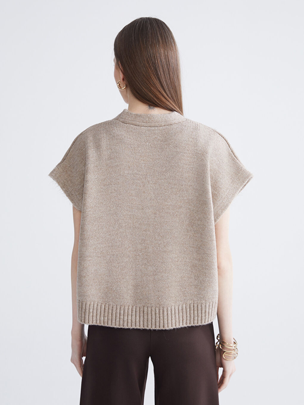 Женщины Коричневый Жилет-3