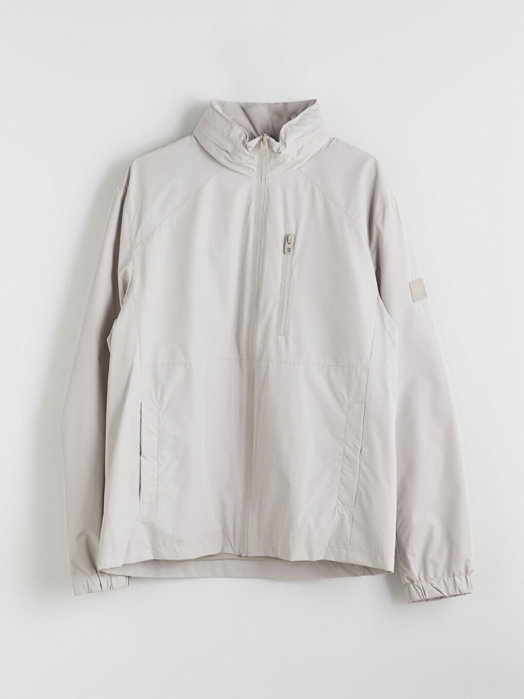 Bej Standart Kalıp Kapüşonlu Erkek Yağmurluk-5