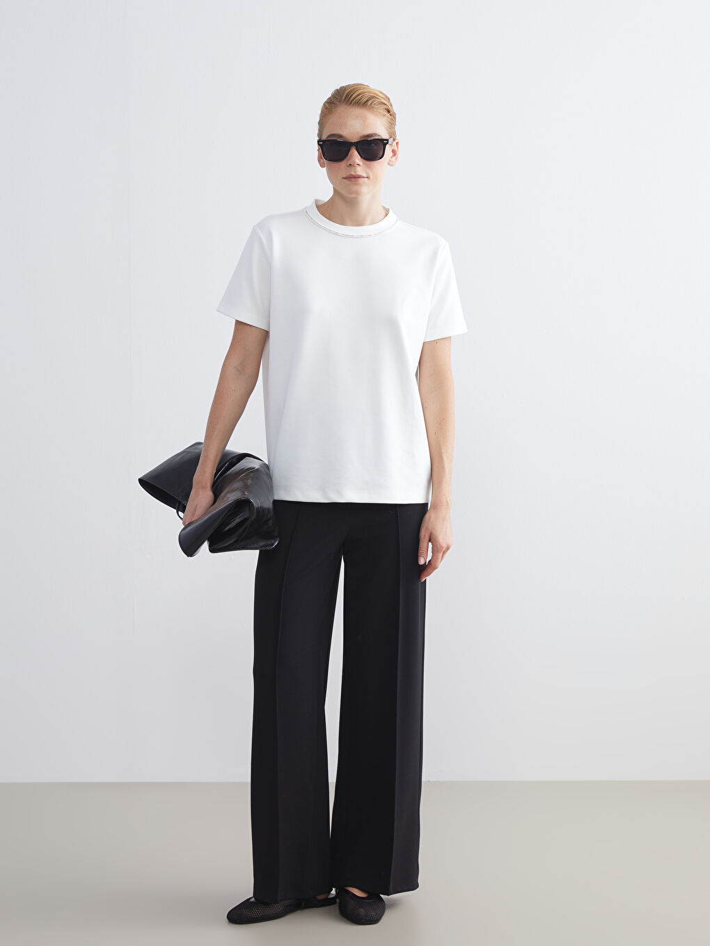LCW Modest Crew Neck Embellished Women's T-Shirt -W5JI35Z8-R9J