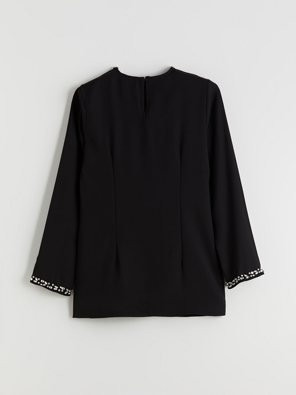 Siyah Taşlı Büzgülü Kadın Tunik-11