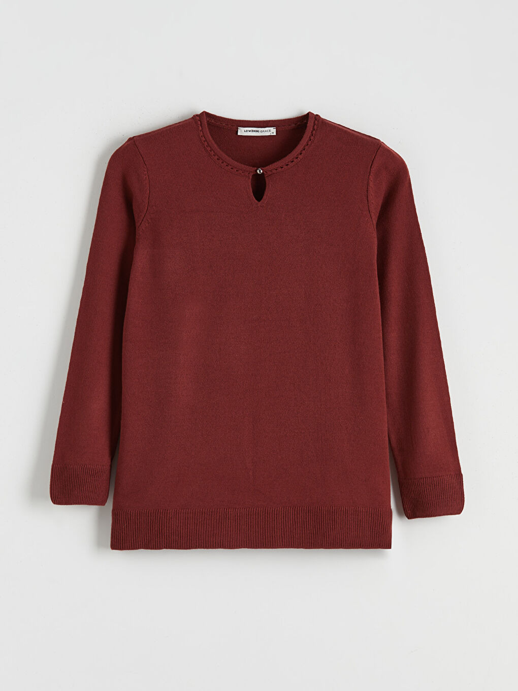 Bordo Bisiklet Yaka Kadın Triko Kazak-4