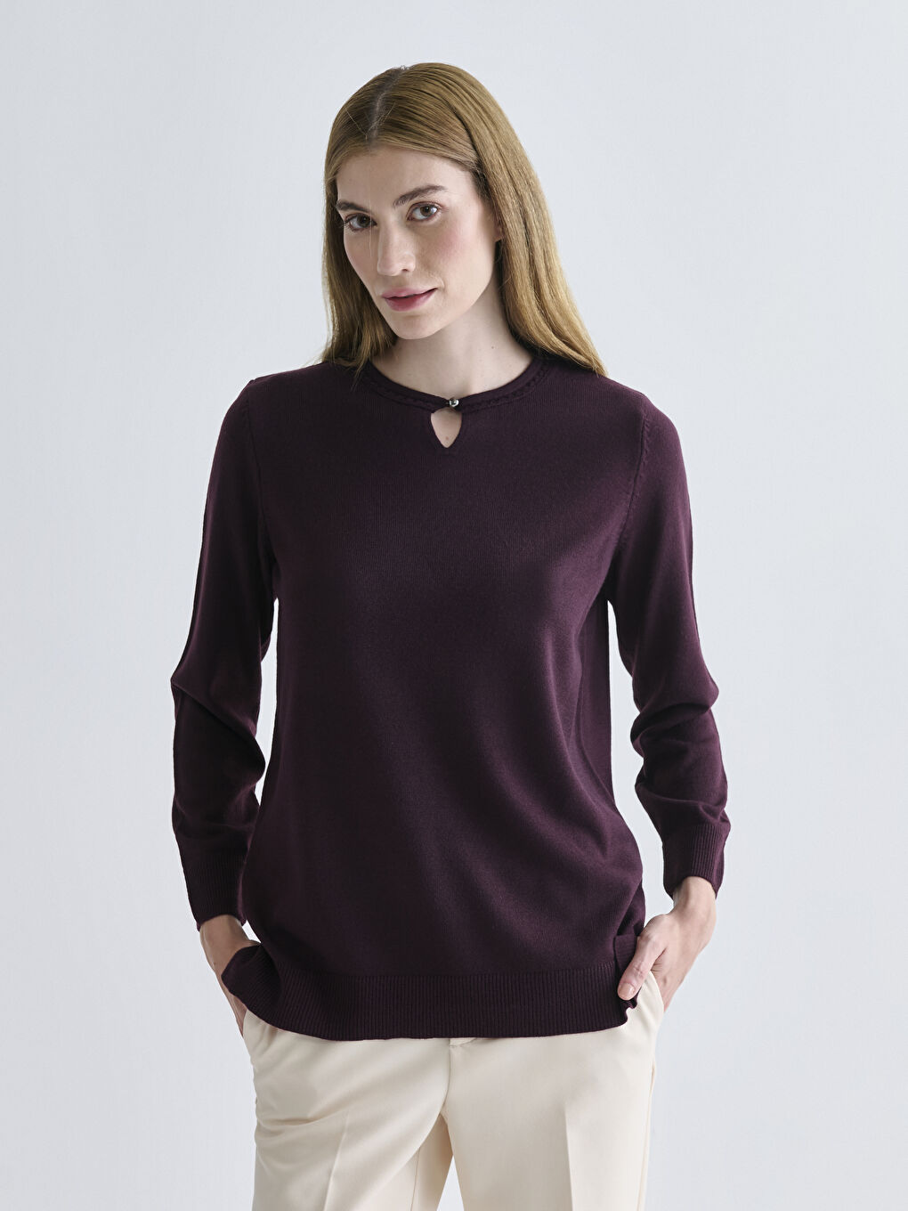 Crew Neck Women's Knitwear Sweater
