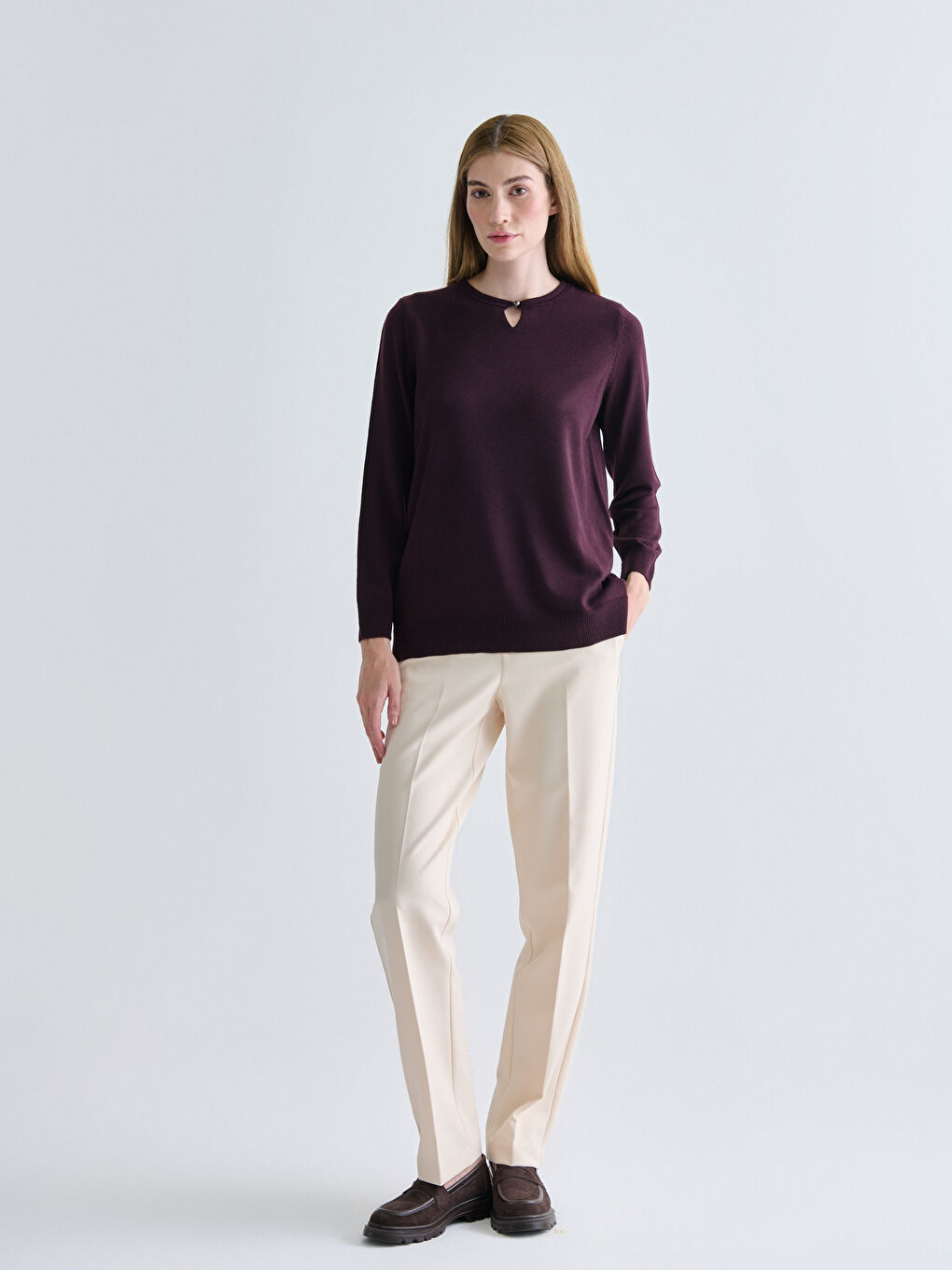 Crew Neck Women's Knitwear Sweater-1
