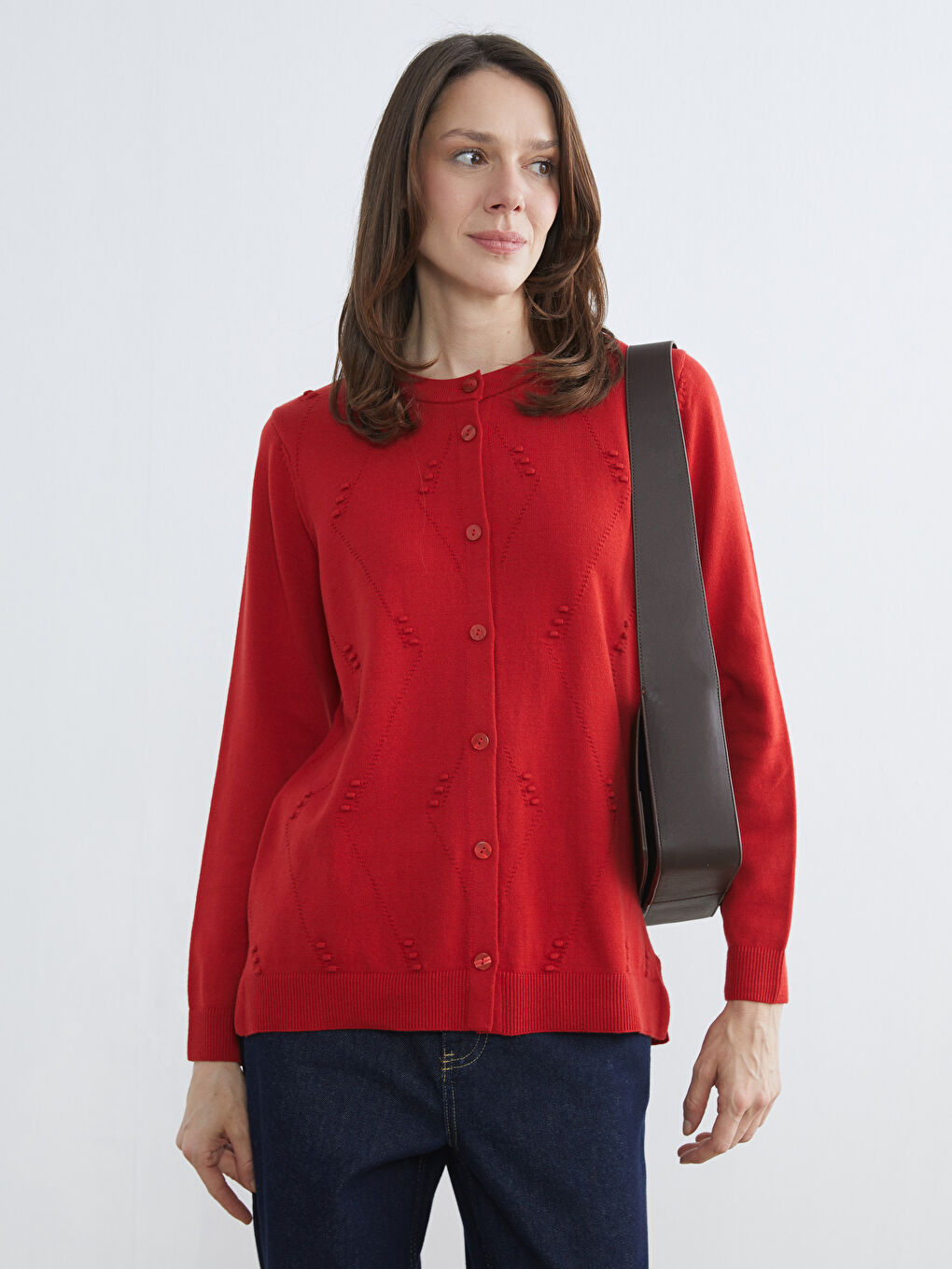 Crew Neck Women's Knitwear Cardigan