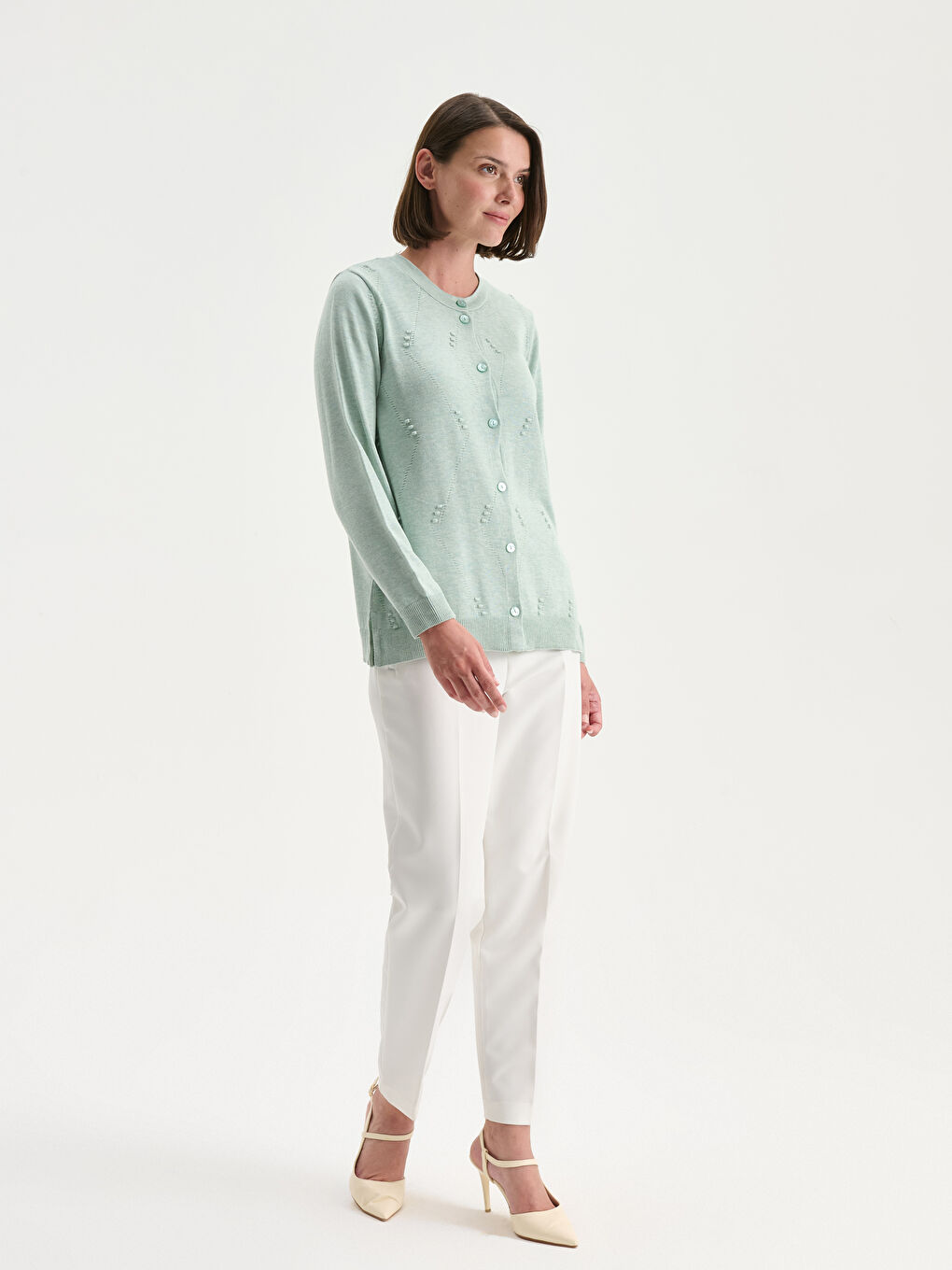 Кардиган из трикотажа с круглым вырезом для женщин-1