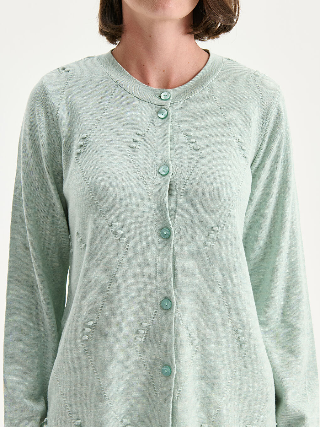 Кардиган из трикотажа с круглым вырезом для женщин-2