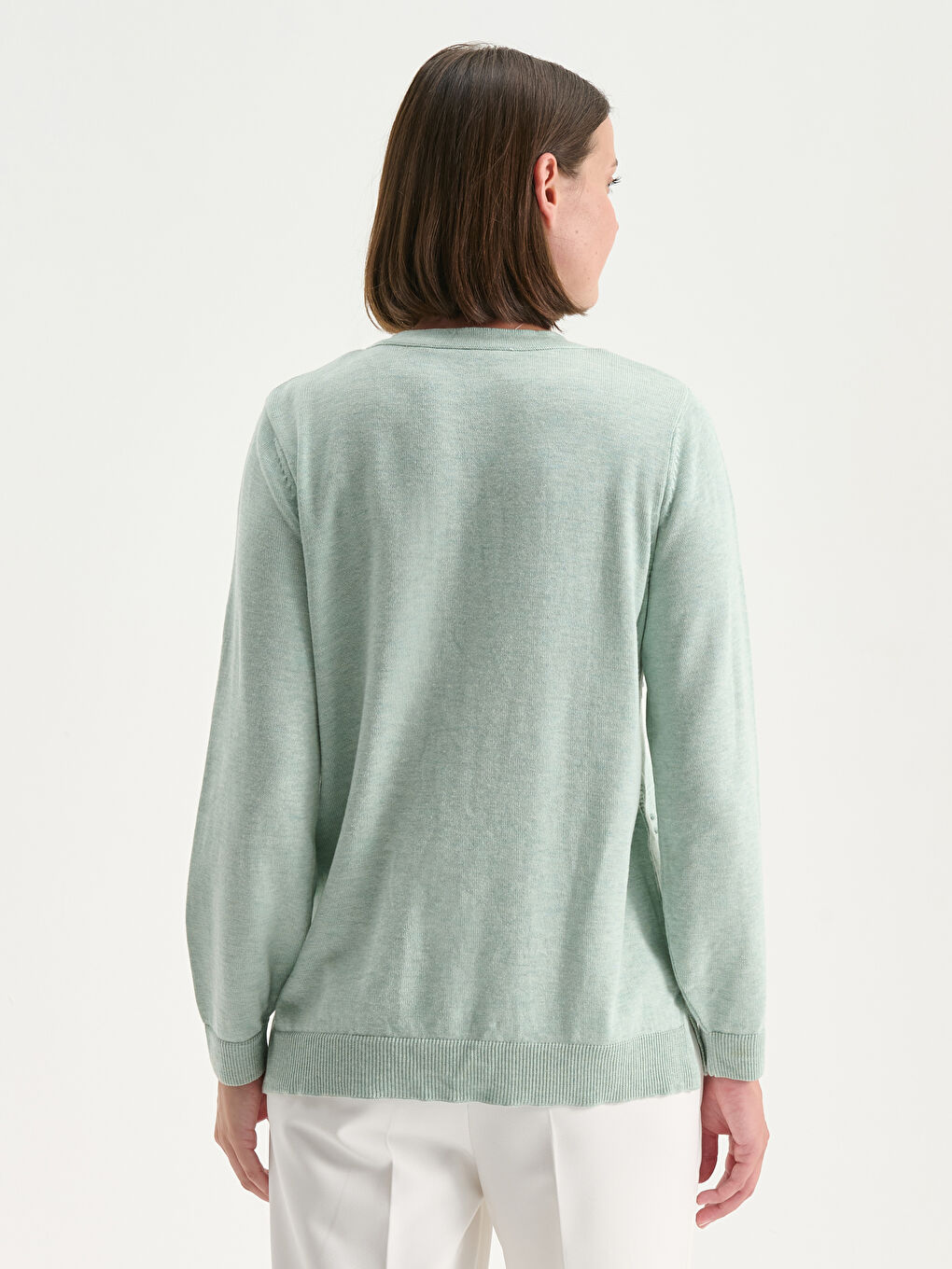 Кардиган из трикотажа с круглым вырезом для женщин-3