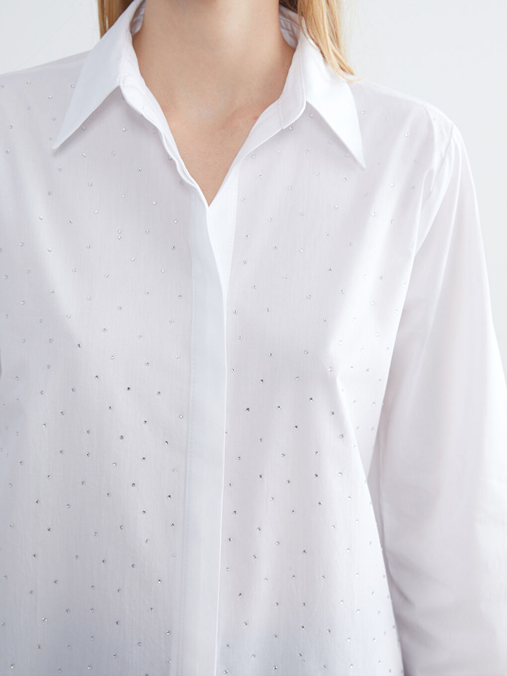 Beyaz Poplin Kadın Gömlek-2