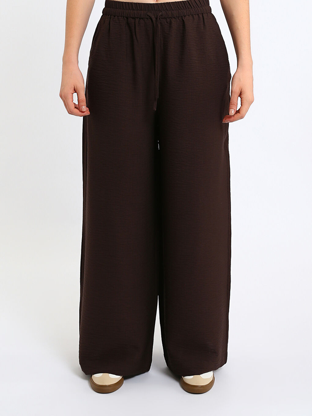 Elastic Waist Wide Leg Women's Trousers-1