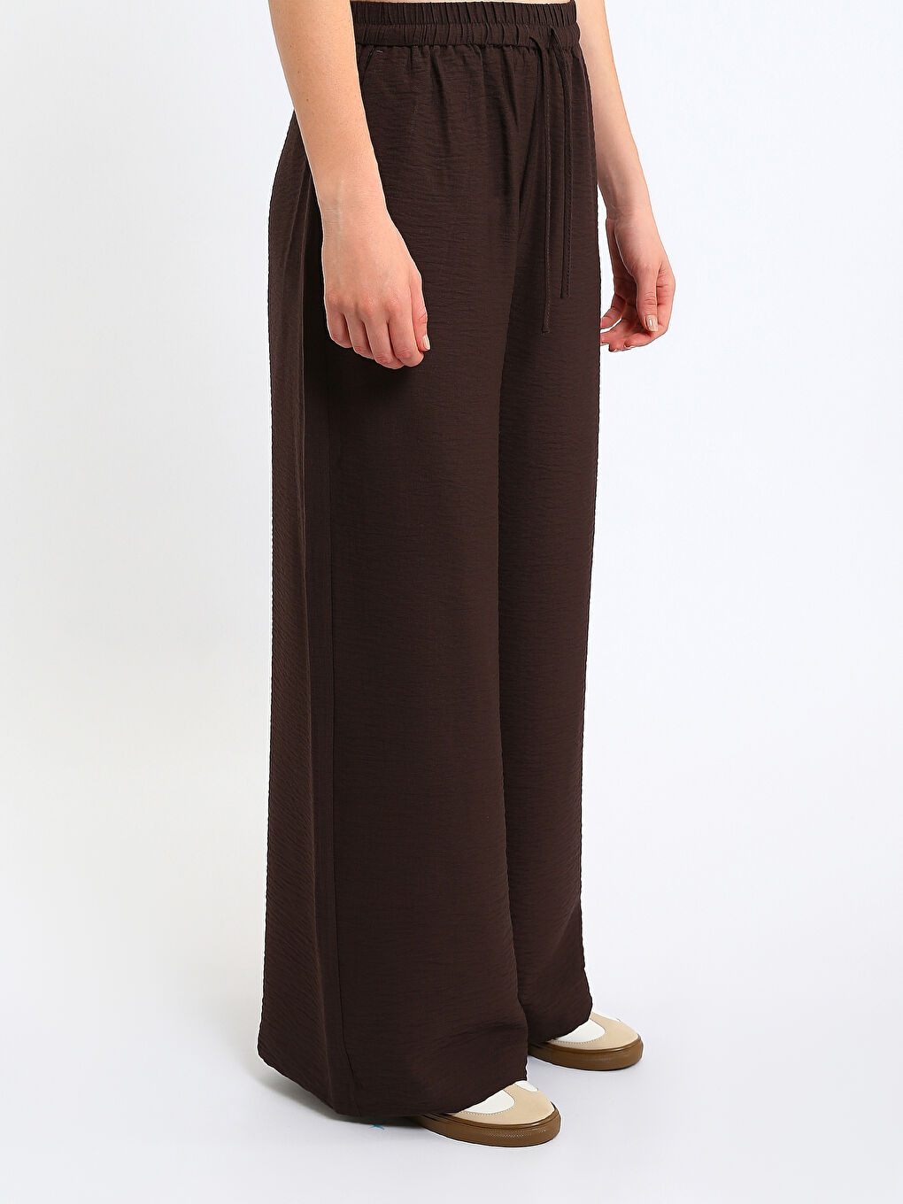 Elastic Waist Wide Leg Women's Trousers-3