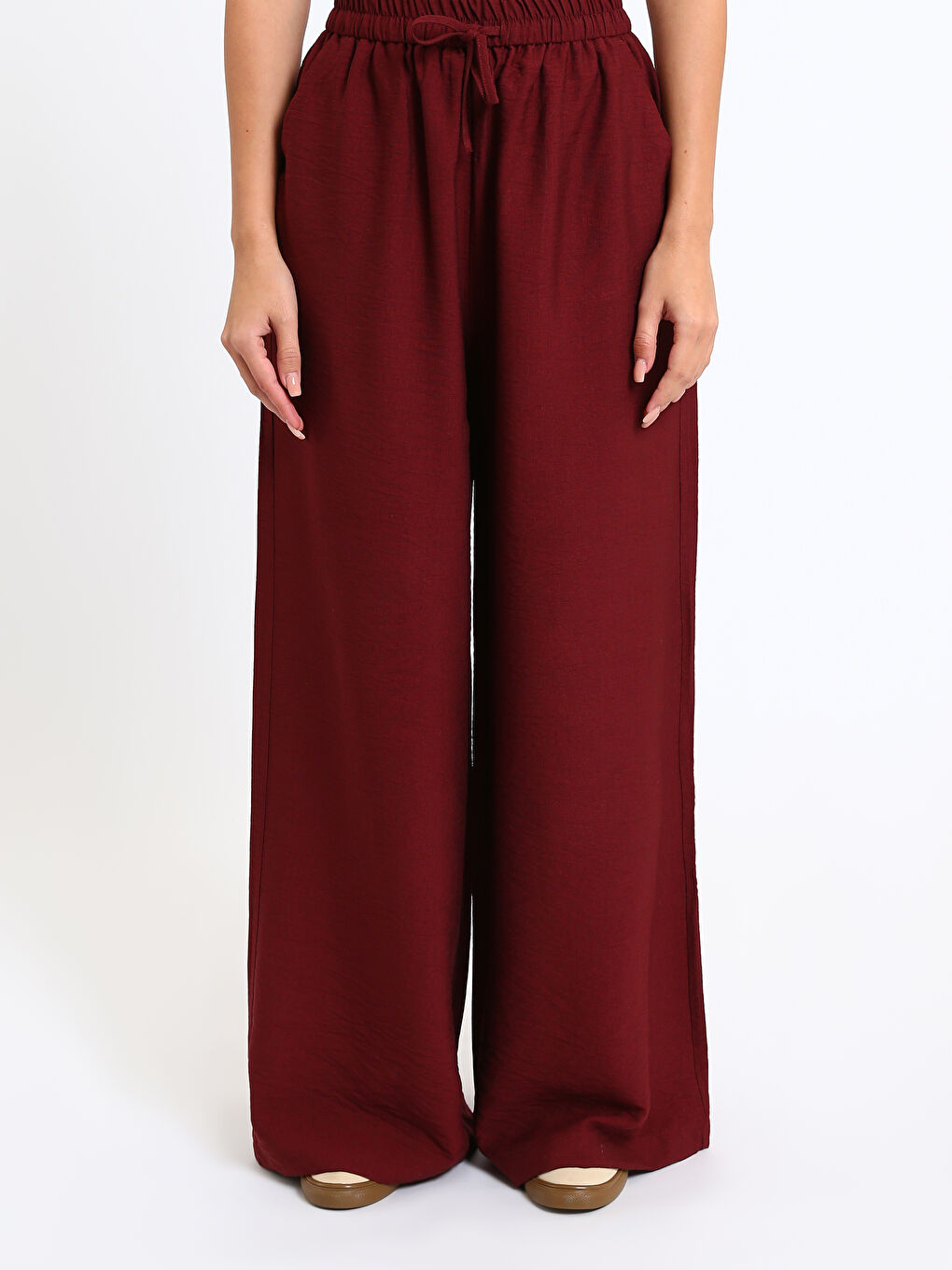 Elastic Waist Wide Leg Women's Trousers-1