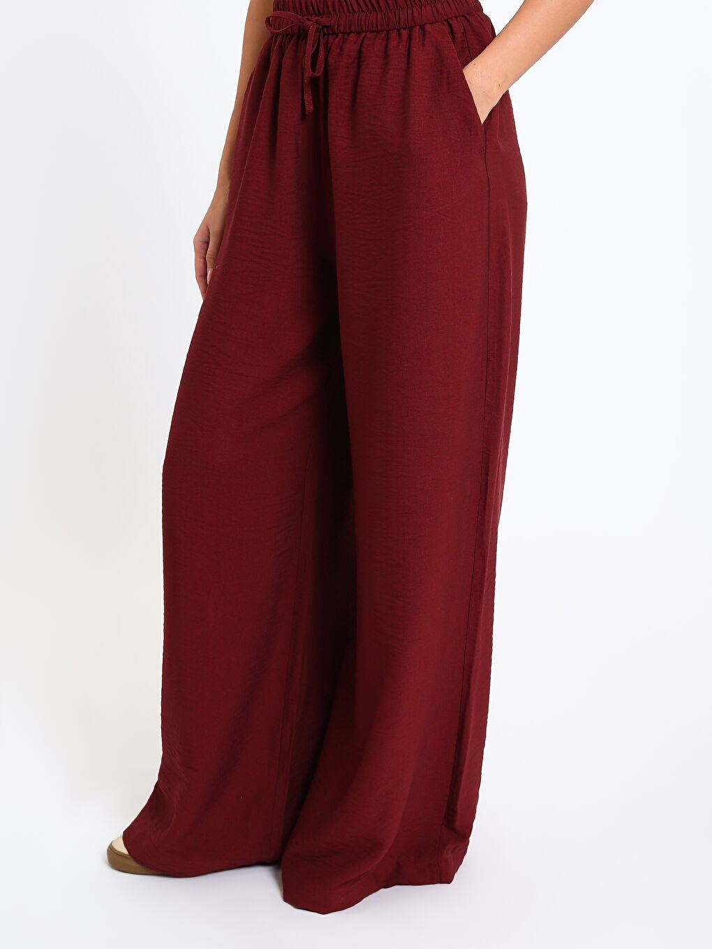 Elastic Waist Wide Leg Women's Trousers-3