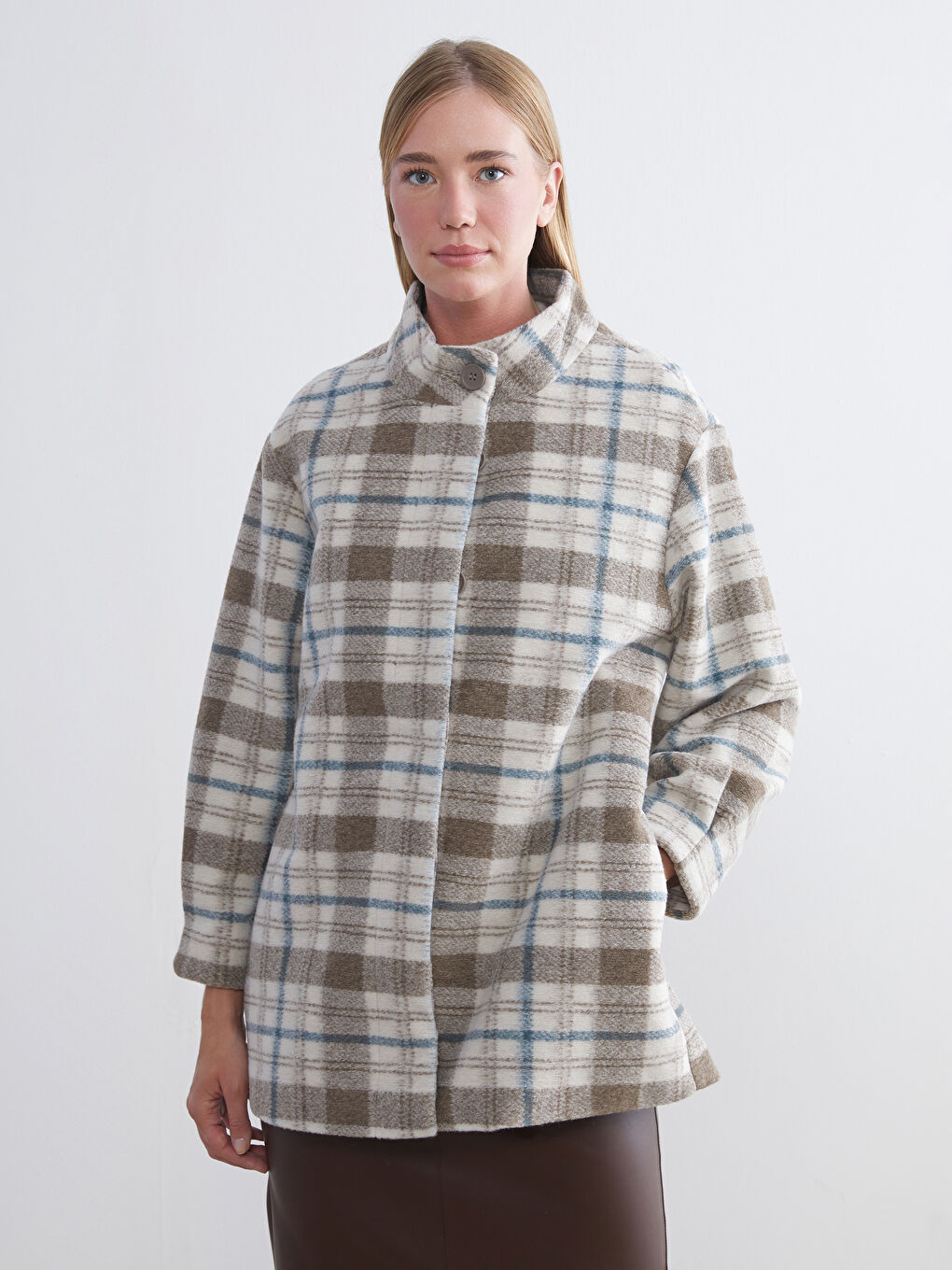 Woman BEIGE Wool Blended Overcoat