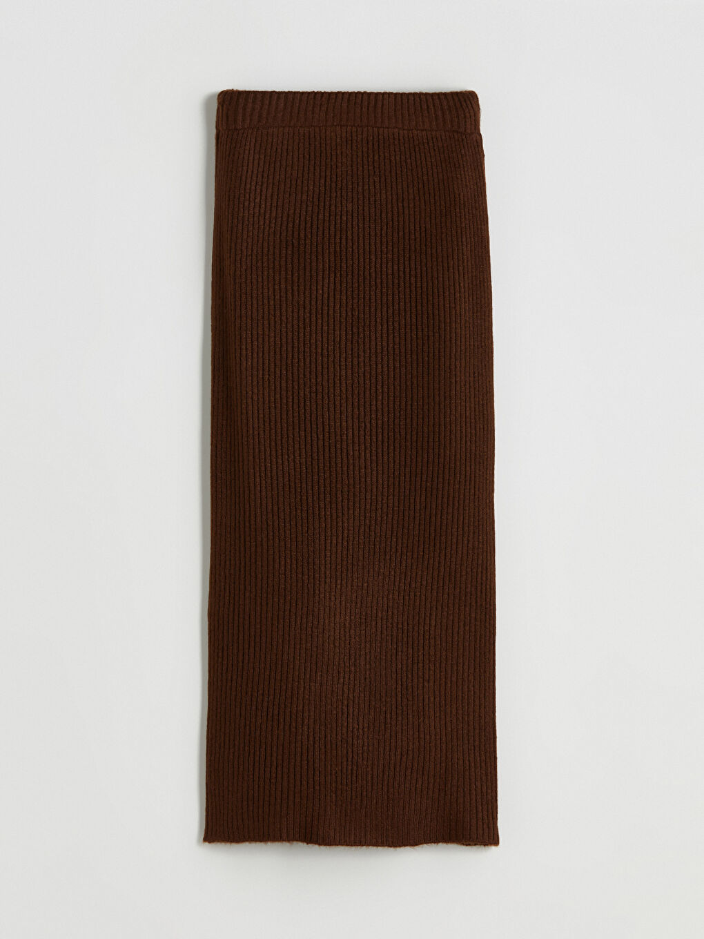 Kahverengi Dar Fit Yırtmaçlı Etek-5