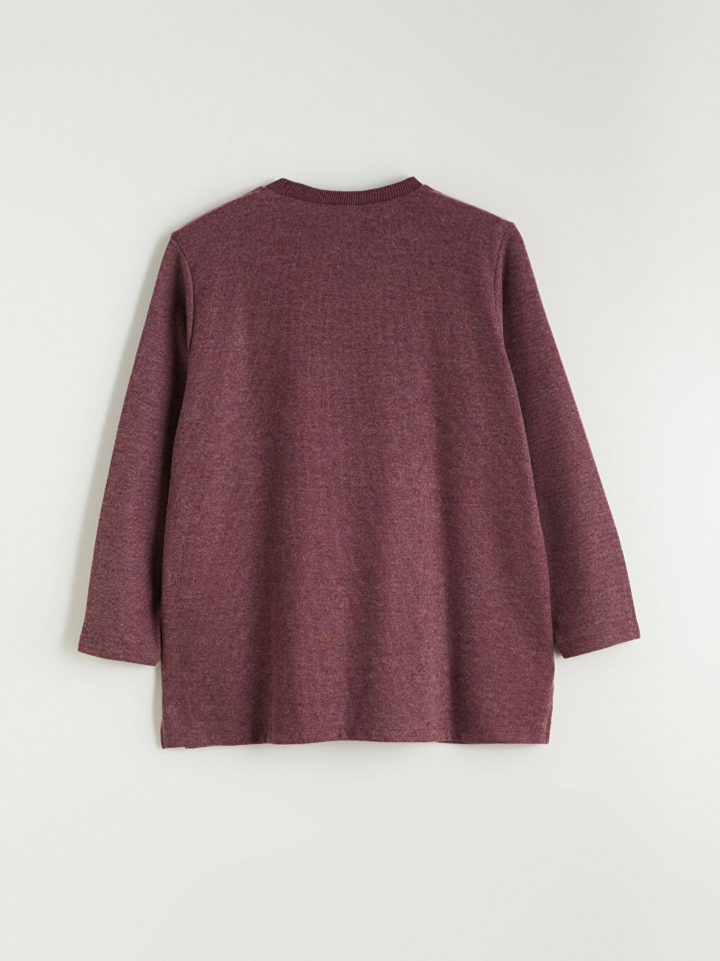 Bordo Büyük Beden Bisiklet Yaka Kadın Sweatshirt Tunik-6